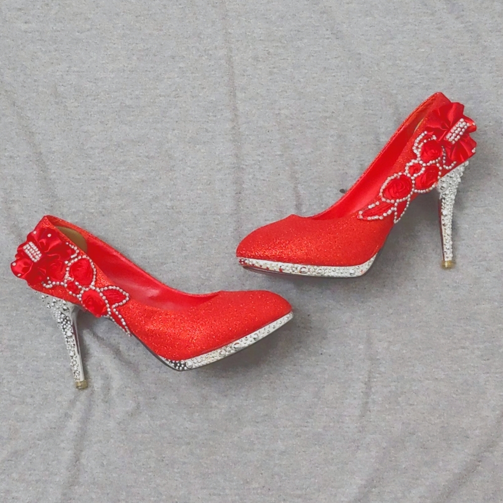Super Sexy Red Sparkly High Heels * Size 40 😍